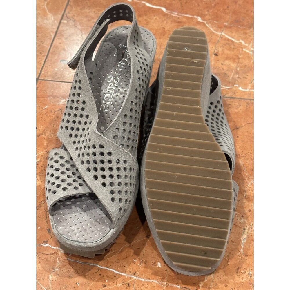 PEDRO GARCIA FEDERICA CROSSOVER GREY SUEDE LEATHER SLINGBACK SANDALS WEDGE M LN - Picture 7 of 8